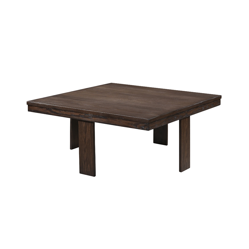 Pax 5pc Coffee Table w 4 Storage Ottoman- Gray Polyester Seat- Brown Wood