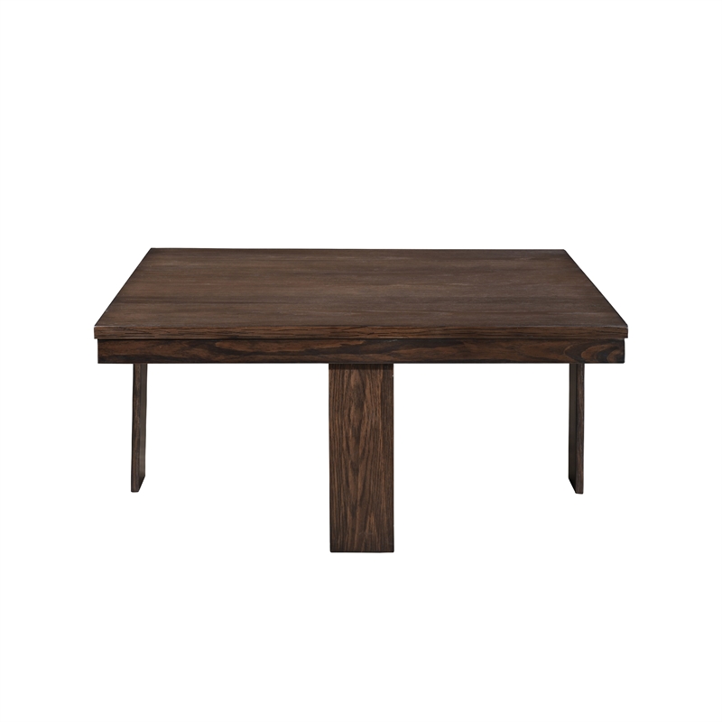 Pax 5pc Coffee Table w 4 Storage Ottoman- Gray Polyester Seat- Brown Wood
