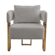 Jiya Accent Club Chair Set of 2- Sponge Fill Gray Teddy Fleece- Gold Legs