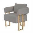 Jiya Accent Club Chair Set of 2- Sponge Fill Gray Teddy Fleece- Gold Legs
