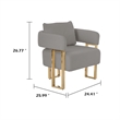 Jiya Accent Club Chair Set of 2- Sponge Fill Gray Teddy Fleece- Gold Legs