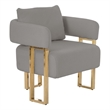 Jiya Accent Club Chair Set of 2- Sponge Fill Gray Teddy Fleece- Gold Legs