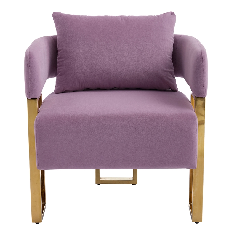 Jiya Accent Club Chair Set of 2- Sponge Fill Lilac Purple Velvet- Gold Legs