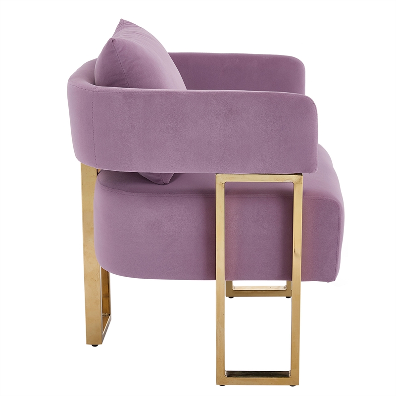 Jiya Accent Club Chair Set of 2- Sponge Fill Lilac Purple Velvet- Gold Legs