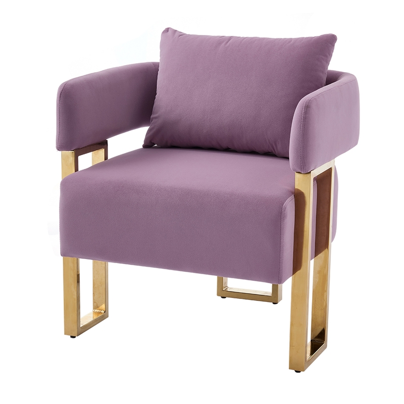 Jiya Accent Club Chair Set of 2- Sponge Fill Lilac Purple Velvet- Gold Legs