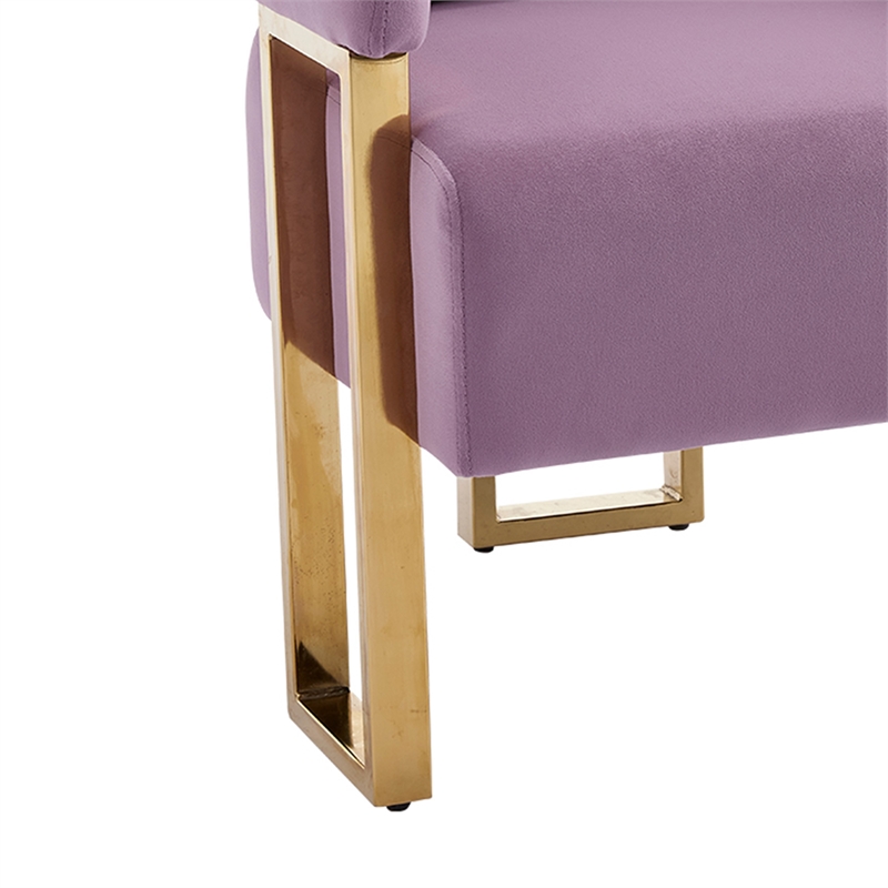 Jiya Accent Club Chair Set of 2- Sponge Fill Lilac Purple Velvet- Gold Legs