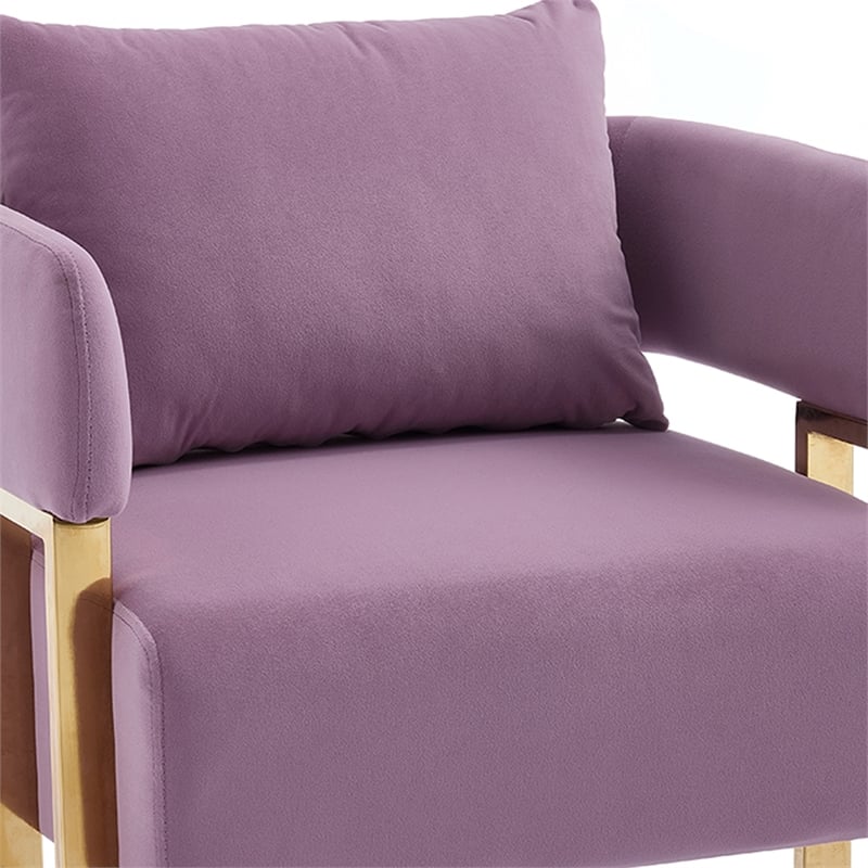 Jiya Accent Club Chair Set of 2- Sponge Fill Lilac Purple Velvet- Gold Legs