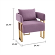 Jiya Accent Club Chair Set of 2- Sponge Fill Lilac Purple Velvet- Gold Legs