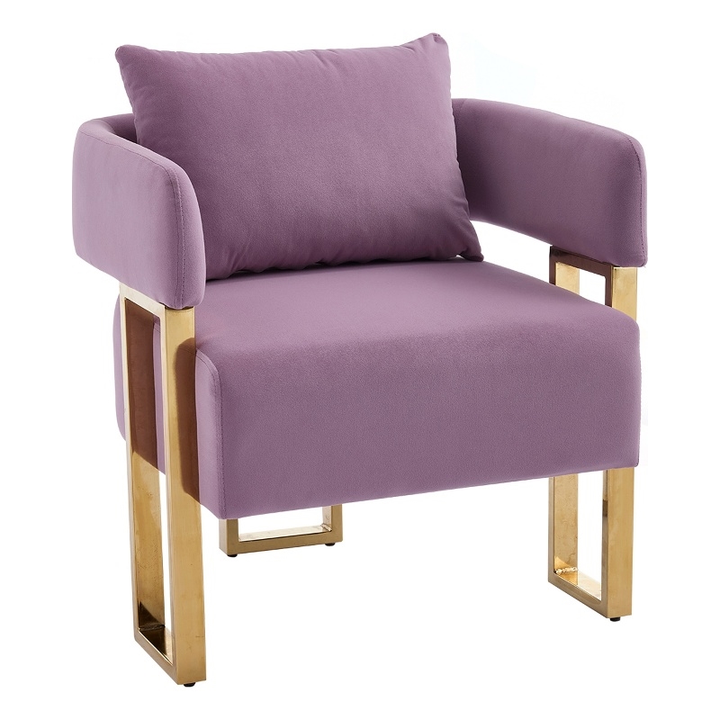 Jiya Accent Club Chair Set of 2- Sponge Fill Lilac Purple Velvet- Gold Legs