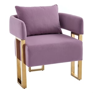 Jiya Accent Club Chair Set of 2- Sponge Fill Lilac Purple Velvet- Gold Legs