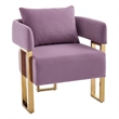 Jiya Accent Club Chair Set of 2- Sponge Fill Lilac Purple Velvet- Gold Legs
