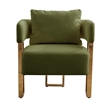 Jiya Accent Club Chair Set of 2- Sponge Fill Green Teddy Fleece- Gold Legs