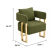 Jiya Accent Club Chair Set of 2- Sponge Fill Green Teddy Fleece- Gold Legs