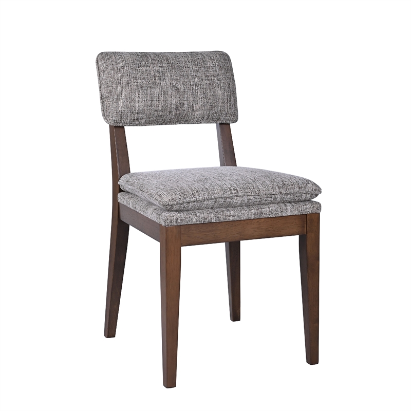 Mila Dining Side Chair Set of 2- Open Back- Polyester Cushions- Brown