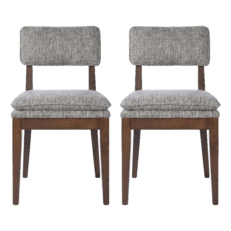 Mila Dining Side Chair Set of 2- Open Back- Polyester Cushions- Brown