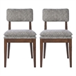 Mila Dining Side Chair Set of 2- Open Back- Polyester Cushions- Brown