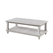 Jade 3pc Coffee Table & End Table- Slatted Shelf- Distress White Bun Legs