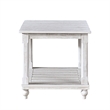 Jade 3pc Coffee Table & End Table- Slatted Shelf- Distress White Bun Legs