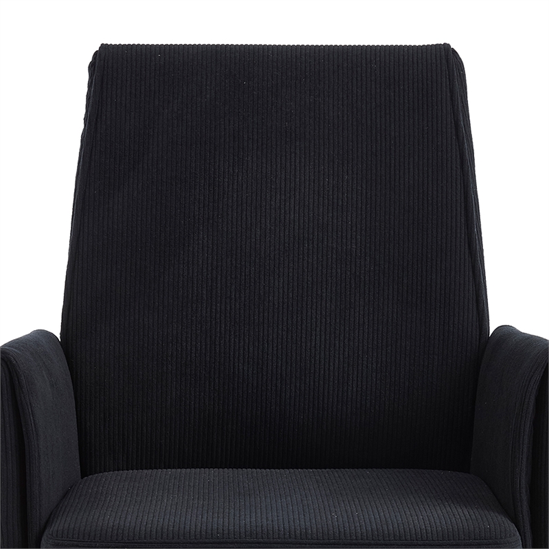 Vena Liftable Office Chair- Memory Foam Black Corduroy- Gold Metal Base