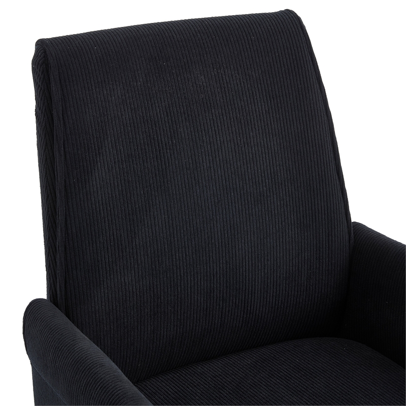 Vena Liftable Office Chair- Memory Foam Black Corduroy- Gold Metal Base
