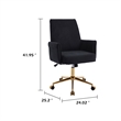 Vena Liftable Office Chair- Memory Foam Black Corduroy- Gold Metal Base