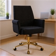 Vena Liftable Office Chair- Memory Foam Black Corduroy- Gold Metal Base