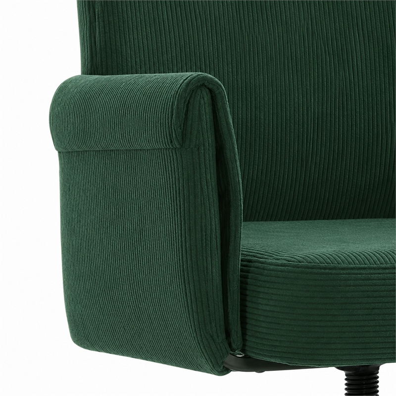 Vena Liftable Office Chair- Memory Foam Green Corduroy- Gold Metal Base
