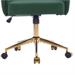 Vena Liftable Office Chair- Memory Foam Green Corduroy- Gold Metal Base