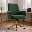 Vena Liftable Office Chair- Memory Foam Green Corduroy- Gold Metal Base