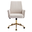 Vena Liftable Office Chair- Memory Foam White Corduroy- Gold Metal Base