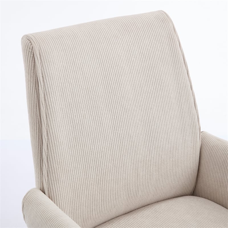 Vena Liftable Office Chair- Memory Foam White Corduroy- Gold Metal Base