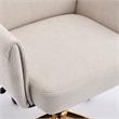 Vena Liftable Office Chair- Memory Foam White Corduroy- Gold Metal Base