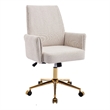 Vena Liftable Office Chair- Memory Foam White Corduroy- Gold Metal Base