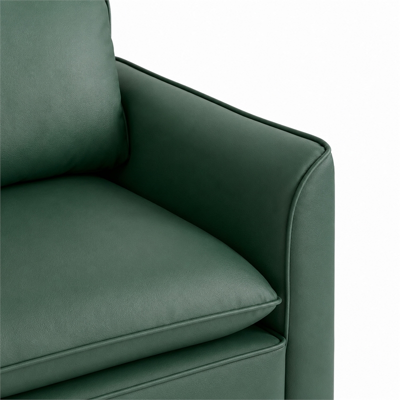 Heya Lounge Sofa Chair Set of 2- Track Arms- Green Faux Leather