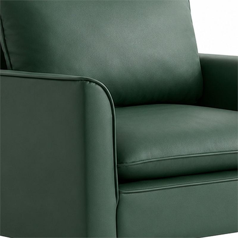 Heya Lounge Sofa Chair Set of 2- Track Arms- Green Faux Leather