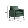 Heya Lounge Sofa Chair Set of 2- Track Arms- Green Faux Leather