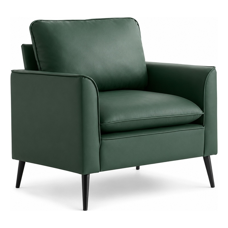 Heya Lounge Sofa Chair Set of 2- Track Arms- Green Faux Leather