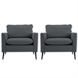 Heya Lounge Sofa Chair Set of 2- Track Arms- Light Gray Faux Leather