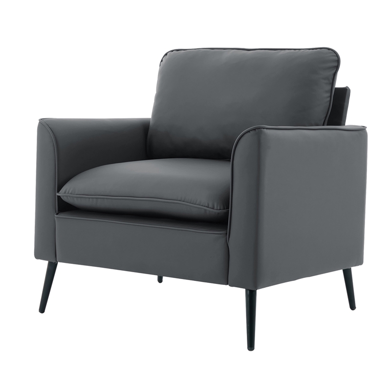 Heya Lounge Sofa Chair Set of 2- Track Arms- Light Gray Faux Leather