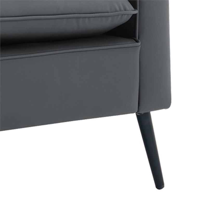 Heya Lounge Sofa Chair Set of 2- Track Arms- Light Gray Faux Leather