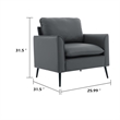 Heya Lounge Sofa Chair Set of 2- Track Arms- Light Gray Faux Leather