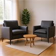 Heya Lounge Sofa Chair Set of 2- Track Arms- Light Gray Faux Leather