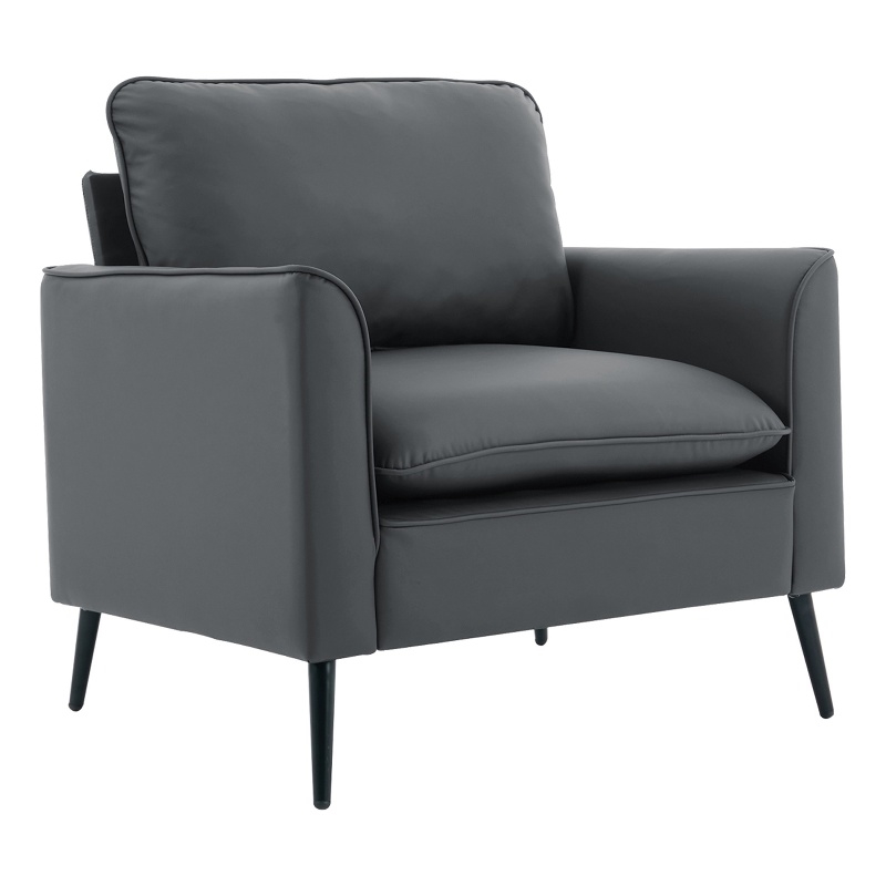 Heya Lounge Sofa Chair Set of 2- Track Arms- Light Gray Faux Leather