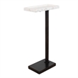 Accent Side End Drink Table- White Marble Top- Bronze Iron- 24 Inch