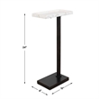 Accent Side End Drink Table- White Marble Top- Bronze Iron- 24 Inch