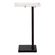 Accent Side End Drink Table- White Marble Top- Bronze Iron- 24 Inch
