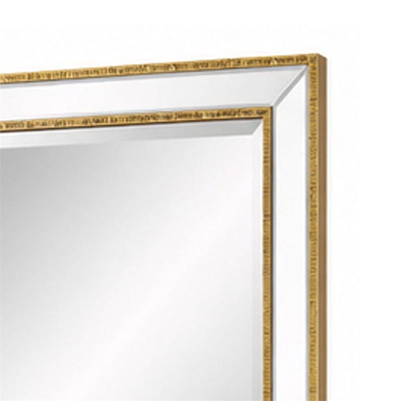 Accent Wall Mirror- Double Frame- Beveled Mirror Trim- Gold Tone 27x33