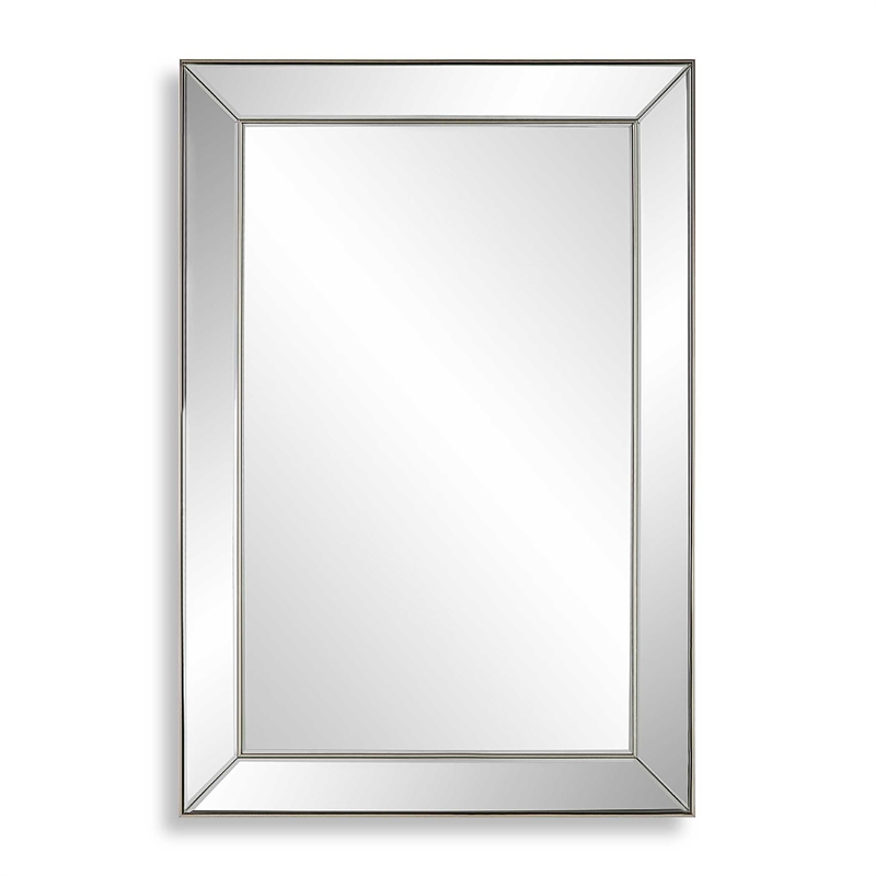 Accent Wall Mirror- Rectangular Shape- Mirrored Panels- Nickel 23x34