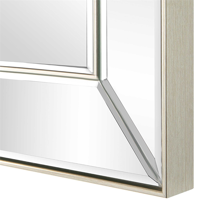 Accent Wall Mirror- Rectangular Shape- Mirrored Panels- Nickel 23x34