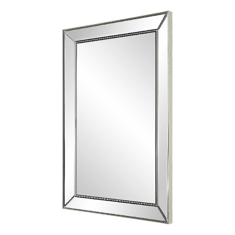 Accent Wall Mirror- Rectangular Shape- Mirrored Panels- Nickel 23x34
